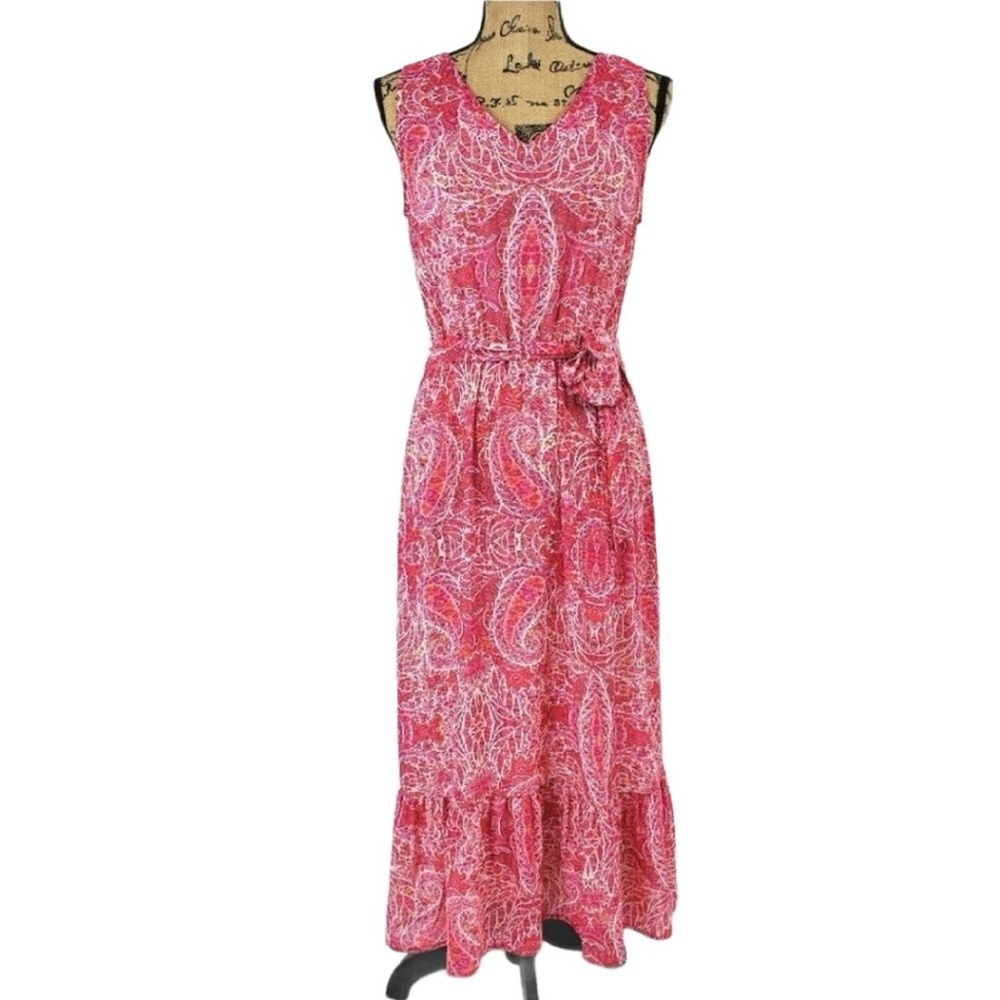 JANE AND DELANCEY Womens Regular Chiffon Paisley Women's Dress Pink Size medium